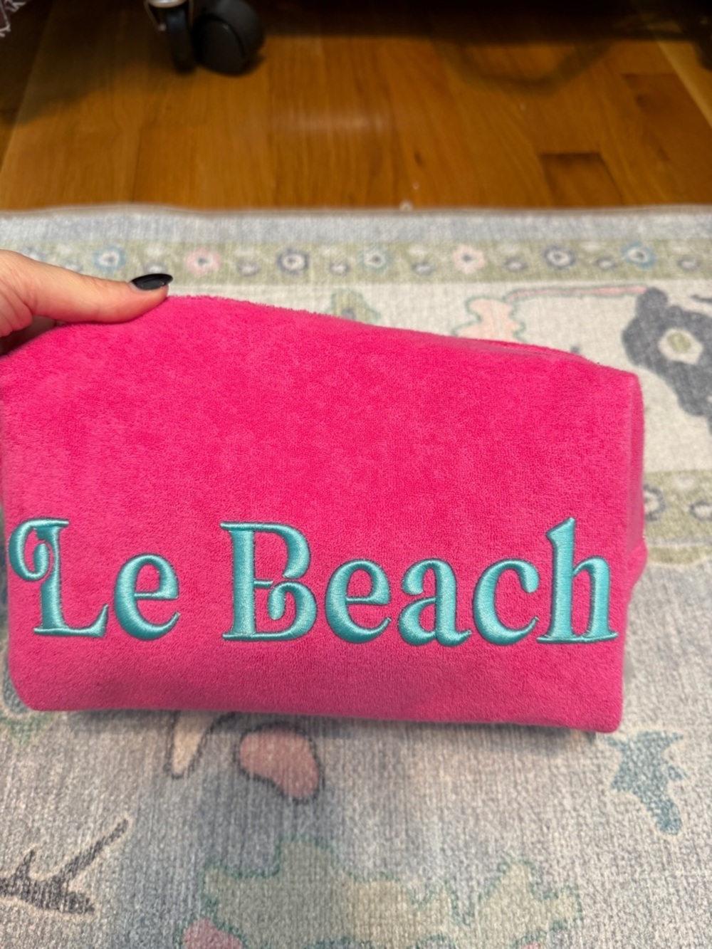 Shiraleah Hot Pink Zipper Cosmetic Pouch with Gold Accent